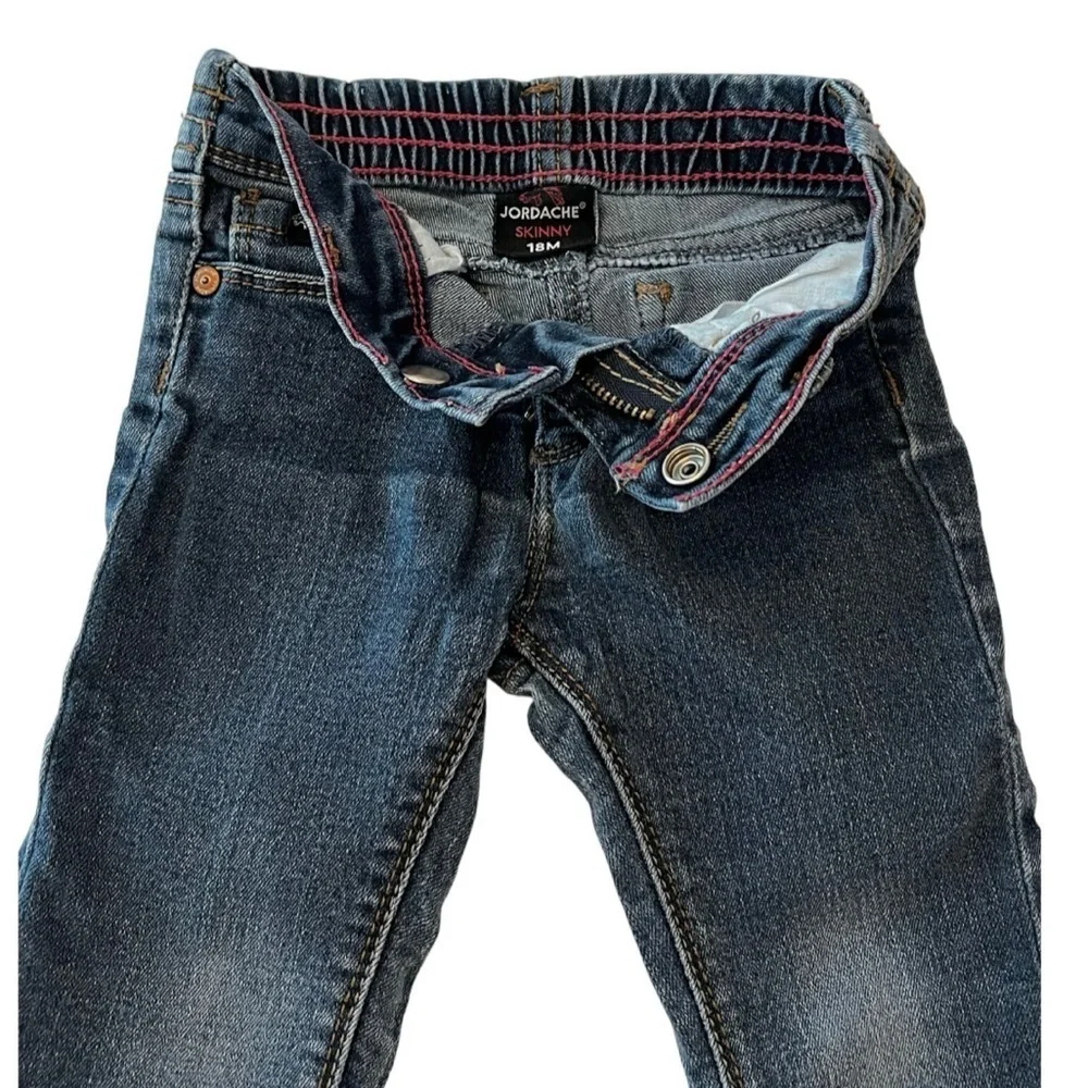 ⚡️4/$20⚡️ Jordache Girls Dark Blue Skinny Kids Jeans Snap Button, Baby 18 MTH